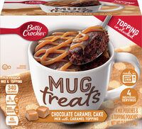 Baking mug treats chocolate caramel cake mix