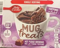 Mug cake Hot fudge brownie mix with fudge topping