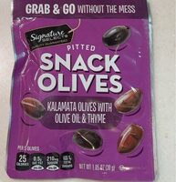 Pitted snack kalamata olives with olive oil & thyme, kalamata olives with olive oil & thyme
