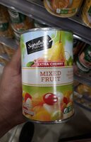 Mixed fruit in a natural cherry flavored light syrup, extra cherry
