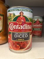 Fire roasted diced roma tomatoes with garlic, garlic