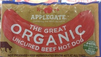 Applegate, the great organic uncured beef hot dog