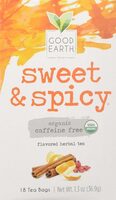 Teas organic sweet and spicy herbal caffeine free tea bag