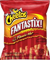 Fantastix flamin hot flavored potato and corn snacks