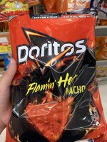 Flamin' hot nacho flavored tortilla chips