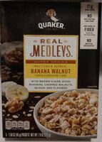 Banana walnut with brown sugar, diced bananas, chopped walnuts, quinoa and flaxseed multigrain oatmeal, banana walnut