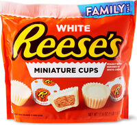Peanut butter enrobed in white creme miniature cups