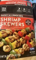 Smoky bourbon  bbq shrimp skewers