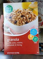 Granola oats raisins almon and honey