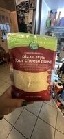 Pizza style four cheese blend low-moisture part-skim mozzarella, not smoked provolone, parmesan & romano finely shredded cheeses, pizza style four cheese blend