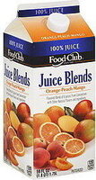 Orange mango peach flavored blend of 6 juices from concentrate