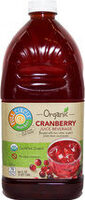 Market organic cranberry juice beverage