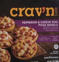 Pepperoni and cheese mini pizza bagels