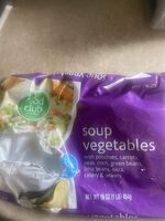 Soup vegetables with carrots, potatoes, green peas, corn, lima beans, okra, green beans, celery & onions, soup