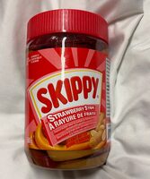 Peanut butter with strawberry flavoured spread