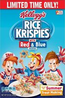 Rice krispies toasted rice cereal with red & blue krispies