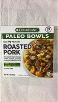 Roasted pork with roasted sweet potatoes, turnips, parsnips, butternut squash and chimichurri sauce paleo bowls, roasted pork