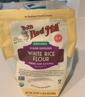 Organic stone, ground white rice, flour