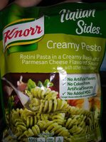 Rotini Pasta In A Creamy Basil And Parmesan Cheese Flavored Sauce With Other Natural Flavor