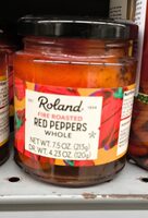 Fire roasted whole red peppers, fire roasted