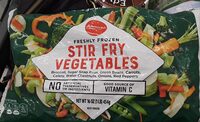Freshly frozen stir fry vegetables broccoli, sugar snap peas, green beans, carrots, celery, water chestnuts, onions, red peppers