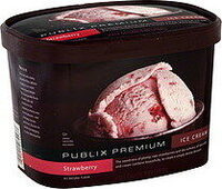 Premium strawberry classic ice cream with strawberries
