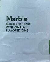 Marble sliced loaf cake with vanilla-flavored icing