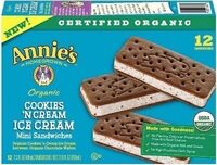 Organic cookies 'n cream ice cream sandwiches