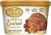 Creamy peanut butter swirled in rich chocolate premium ice cream, chocolate peanut butter bliss