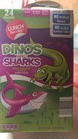 Dinos And Sharks Fruit Flavored Snacks, Strawberry, Orange, Grape, Lemon, Lime
