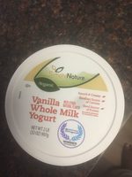 Organic vanilla grade a whole milk yogurt