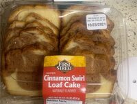 Sliced cinnamon swirl loaf cake