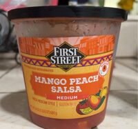 Fresh mexican style medium mango peach salsa