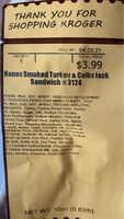 Honey smoked turkey colby jack sandwich #3124