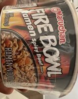 Spicy beef fire bowl ramen noodle soup