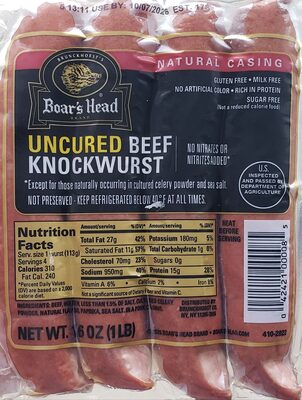 Uncured Beef Knockwurst