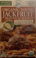Organic unseasoned shredded young jackfruit, unseasoned shredded