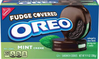 Mint creme fudge covered sandwich cookies