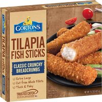 Classic crunchy breadcrumbs tilapia fish sticks