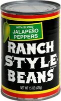 Beans with sliced jalapeno peppers