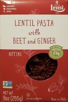 Lentil pasta with beet and ginger rotini