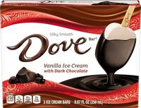 Vanilla ice cream with dark chocolate bars