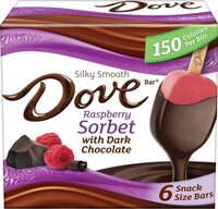 Dovebar raspberry sorbet wwith dark chocolate snack size bars