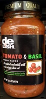 Delish, tomato & basil pasta sauce, tomato,basil