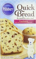Cranberry flavored quick bread muffin mix