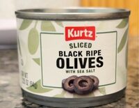 Sliced black ripe olives with sea salt