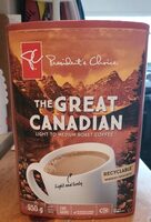 The Great Canadian light to medium rost coffee