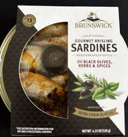 Sardines with black olives, herbs, spices