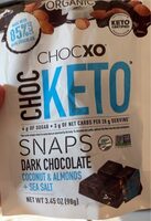 KETO 85% Cacao Dark Chocolate Coconut Almond Sea Salt Snaps