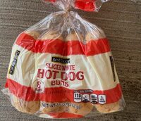 Sliced white hotdog buns